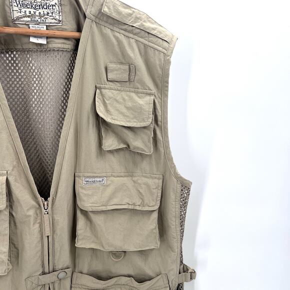 Weekender Traveler Adventure Series Outdoors Fishing Vest Beige Mesh Mens Large - Picture 2 of 8